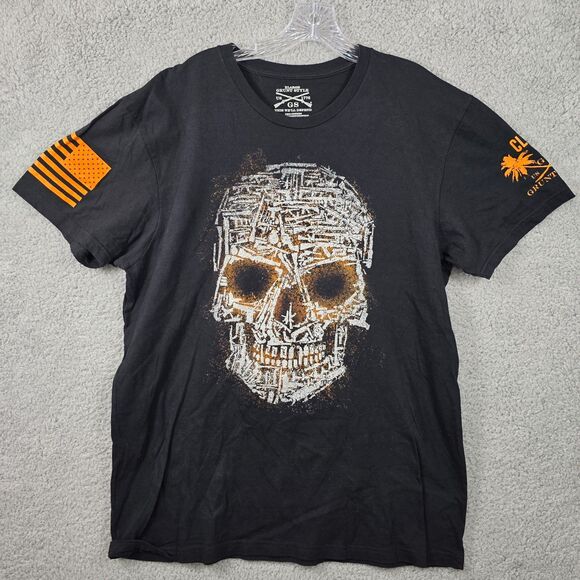 Grunt Style Other - Grunt Style Men's Graphic T-Shirt Black Orange Skull Size XL